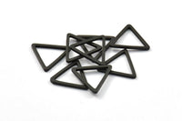 Black Triangle Charm, 25 Oxidized Brass Black Open Triangle Ring Charms (17x1.2mm) D108