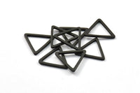 Black Triangle Charm, 25 Oxidized Brass Black Open Triangle Ring Charms (17x1.2mm) D0108 S123