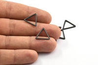 Black Triangle Charm, 25 Oxidized Brass Black Open Triangle Ring Charms (17x1.2mm) D0108 S123