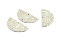 Hammered Half Moon, 2 Hammered Silver Tone Semi Circle Blanks with 2 Holes (30x15x1.2mm) N0340 H0004