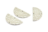 Hammered Half Moon, 2 Hammered Silver Tone Semi Circle Blanks with 2 Holes (30x15x1.2mm) N0340 H0004