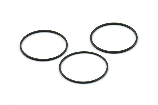 Black Circle Connector, 15 Oxidized Brass Black Circle Connectors (25x0.9mm) Bs-1108 S235