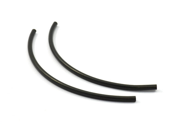 Black Choker Finding, 4 Oxidized Brass Black Curved Tubes (4x130mm) Bs 1425