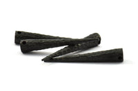 Black Hammered Spike, 1 Oxidized Brass Black Hammered Spike Tribal Pendants (37x6x1mm) N0158 S193