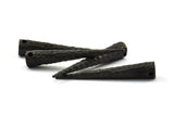 Black Hammered Spike, 1 Oxidized Brass Black Hammered Spike Tribal Pendants (37x6x1mm) N0158 S193