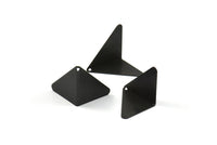 Black Kite Charms, 6 Oxidized Brass Black Geometric Triangles, Earring Charms (22mm) S149 U010