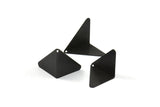Black Kite Charms, 6 Oxidized Brass Black Geometric Triangles, Earring Charms (22mm) S149 U010