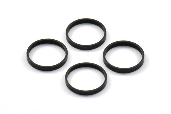 Black Circle Connectors, 25 Oxidized Brass Black Circle Connectors (17x0.8x2mm) D0309 S237