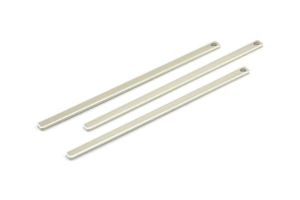 Long Bar Pendant, 8 Silver Tone Brass Long Bar Pendant, Tags (70x3x1mm) BRC 160--A0823 H0028