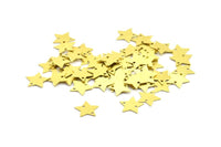 Brass Star Charm, 100 Raw Brass Star Charm With 2 Holes (12x0.5mm) A0564