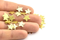Brass Star Charm, 100 Raw Brass Star Charm With 2 Holes (12x0.5mm) A0564