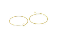 Brass Earring Wires, 50 Raw Brass Earring Wires (30x0.7mm) BS 2234