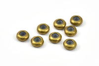 Brass Bead Keeper, 24 Raw Brass Bead Keeper, Silicone And Brass, Rondelle (9.5x4.3mm) BS 1741