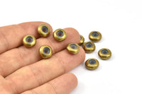 Brass Bead Keeper, 24 Raw Brass Bead Keeper, Silicone And Brass, Rondelle (9.5x4.3mm) BS 1741