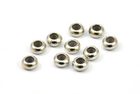 Silver Bead Keeper, 12 Silver Tone Brass Bead Keeper, Silicone And Brass, Rondelle (5.5x3mm) BS 1770
