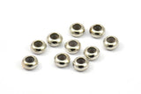 Silver Bead Keeper, 12 Silver Tone Brass Bead Keeper, Silicone And Brass, Rondelle (5.5x3mm) BS 1770