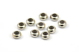 Silver Bead Keeper, 12 Silver Tone Brass Bead Keeper, Silicone And Brass, Rondelle With 2.9mm Hole (5.5x3mm) BS 1770