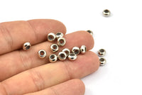 Silver Bead Keeper, 12 Silver Tone Brass Bead Keeper, Silicone And Brass, Rondelle (5.5x3mm) BS 1770
