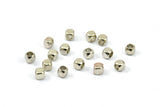 Cube Spacer Beads, 100 Silver Tone Brass Tiny Square Cube Spacer Beads (2.5mm)  BS 2018