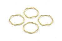 Brass Circle Rings, 50 Raw Brass Wavy Circle Rings, Charms (15.5x0.80mm) BS 1756