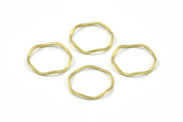 Brass Circle Rings, 50 Raw Brass Wavy Circle Rings, Charms (15.5x0.80mm) BS 1756