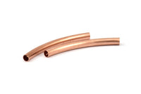 Copper Noodle Tubes - 5 Raw Copper Curved Long Tube Findings (57x5mm) A0734