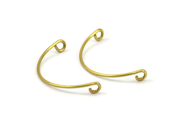 SemiCircle Wire Pendant, 24 Raw Brass Semi Circle Wire Connectors With 2 Holes (25x0.8mm) BS 1760