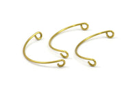 SemiCircle Wire Pendant, 24 Raw Brass Semi Circle Wire Connectors With 2 Holes (25x0.8mm) BS 1760