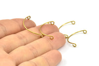 SemiCircle Wire Pendant, 24 Raw Brass Semi Circle Wire Connectors With 2 Holes (25x0.8mm) BS 1760