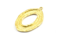 Brass Ellipse Pendant, 2 Raw Brass Hammered Ellipse Pendants with 1 Loop, Earring Findings (39x25x1.7mm) U139