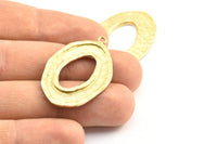 Brass Ellipse Pendant, 2 Raw Brass Hammered Ellipse Pendants with 1 Loop, Earring Findings (39x25x1.7mm) U139