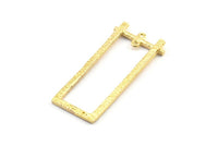 Brass Rectangle Pendant, 4 Raw Brass Hammered Rectangle Pendants with 2 Loops, Necklace Findings (39.5x16x1.3mm) BS 1868
