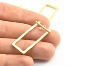 Brass Rectangle Pendant, 4 Raw Brass Hammered Rectangle Pendants with 2 Loops, Necklace Findings (39.5x16x1.3mm) BS 1868