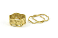 Brass Circle Rings, 50 Raw Brass Wavy Circle Rings, Charms (15.5x0.80mm) BS 1756
