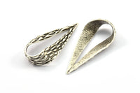 Textured Drop Charm, 2  Antique Silver Plated Textured Drop Charm With 1 Hole, Earring Findings (47x21x9x1mm) N0198 H0300