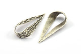 Textured Drop Charm, 2  Antique Silver Plated Textured Drop Charm With 1 Hole, Earring Findings (47x21x9x1mm) N0198 H0300