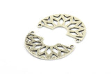 Antique Silver Ethnic Pendant, 1 Antique Silver Plated Semi Circle Pendants with 2 Loops (37x23x14x1 mm) N0122 H0232