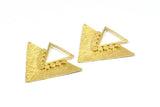 Brass Triangle Pendant, 2 Raw Brass Geometric  Pendants (35x41x1mm) U068