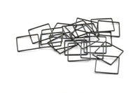 Black Square Pendant, 12 Oxidized Brass Black Square Connectors (20x0.9x0.8mm) Bs 1121 S270