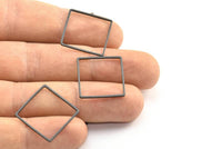 Black Square Pendant, 12 Oxidized Brass Black Square Connectors (20x0.9x0.8mm) Bs 1121 S270
