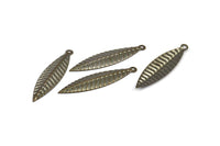 Brass Leaf Charm, 20 Antique Brass Leaf Charms Pendant Findings (35mm) K087