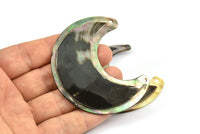 Mother Of Pearl Pendant, 1 MOP Crescent Moon Pendant With 2 Holes (65x30x3x2mm) X009
