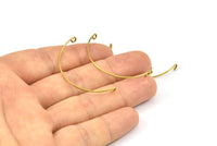 SemiCircle Wire Connector, 24 Raw Brass SemiCircle Wire Pendant With 2 Holes (38x0.8mm) BS 2260