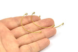 SemiCircle Wire Connector, 24 Raw Brass SemiCircle Wire Pendant With 2 Holes (38x0.8mm) BS 2260