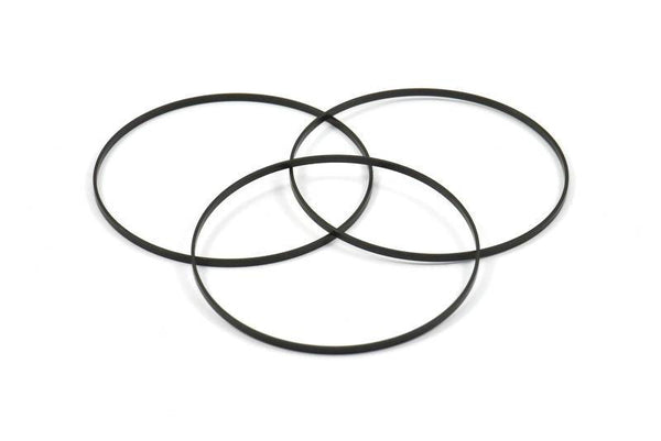 Black Circle Connectors, 6 Oxidized Brass Black Circle Connectors (60x0.75x1.8mm) Bs 1074 S238
