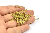 15mm Eye Pin, 100 Raw Brass Eye Pins, Findings (15x1mm) BS 2283