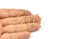 20mm Eye Pin, 100 Raw Brass Eye Pins, Findings (20x1mm) BS 2277