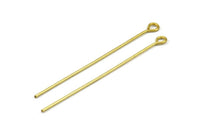 70mm Eye Pin, 25 Raw Brass Eye Pins, Findings (70x1.2mm) BS 2273