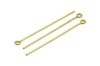 70mm Eye Pin, 25 Raw Brass Eye Pins, Findings (70x1.2mm) BS 2273
