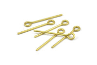 35mm Eye Pin, 25 Raw Brass Eye Pins, Findings (35x1.5mm) BS 2281